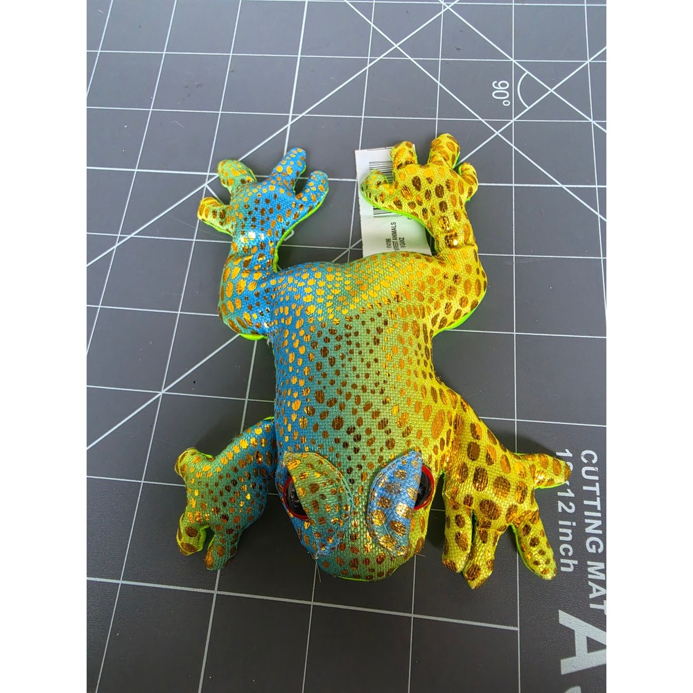 Ganz Rainforest Animals Metallic Spotted Frog Plush Red Eyes H14186 Green Blue